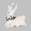 SHATCHI 34cm Christmas Tabletop Decorated With Pines Berries Showpieces Home Xmas Party Window Decoration, White Lying Deer