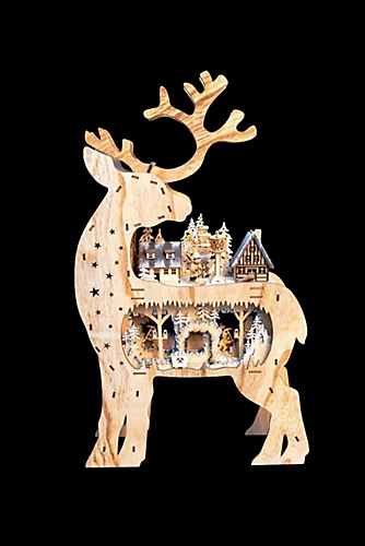 SHATCHI 69cm Christmas Back Facing Dee Wooden Laser Cut Battery Operated Village Scenery And Warm White LEDs Christmas Gift 1 SHATCHI 69cm Christmas Back Facing Dee Wooden Laser Cut Battery Operated Village Scenery And Warm White LEDs Christmas Gift