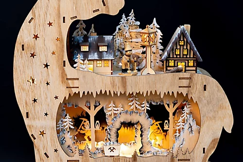 SHATCHI 69cm Christmas Back Facing Dee Wooden Laser Cut Battery Operated Village Scenery And Warm White LEDs Christmas Gift 3 SHATCHI 69cm Christmas Back Facing Dee Wooden Laser Cut Battery Operated Village Scenery And Warm White LEDs Christmas Gift - Image 3