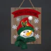 SHATCHI Christmas Home Decoration Battery Operated Novelty Snowman Wooden Frame Wall Decoration With 6 Small Warm White Bulbs