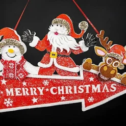 SHATCHI Christmas Table Top Figures Window Wall Door Holiday Home Xmas Glitter Foam Showpiece Decorations, Grey, 41cm