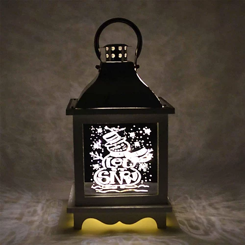 SHATCHI Let It Snow White Christmas Lantern Wooden Warm LED Light Nativity Indoor Decorations 3 SHATCHI Let It Snow White Christmas Lantern Wooden Warm LED Light Nativity Indoor Decorations - Image 3