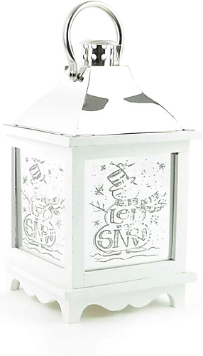 SHATCHI Let It Snow White Christmas Lantern Wooden Warm LED Light Nativity Indoor Decorations 4 SHATCHI Let It Snow White Christmas Lantern Wooden Warm LED Light Nativity Indoor Decorations - Image 4
