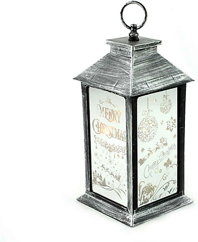 SHATCHI Lights Up LED Christmas Lantern Rustic Silver PVC Warm White Xmas Home Decorations Gifts 2 SHATCHI Lights Up LED Christmas Lantern Rustic Silver PVC Warm White Xmas Home Decorations Gifts - Image 2