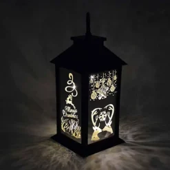 Shatchi Pre Lit LED Lights Lantern Warm White Lamp Black With Christmas Theme Designed Xmas Decorations -Deals Christmas Decor Store shatchi pre lit led lights lantern warm white lamp black with christmas theme designed xmas decorations5056141018232 03c MP