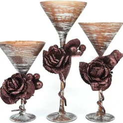 SHATCHI Set Of 3-Different Sizes Decorated Glass Tealight Holder-Holds Votive, Pillar Candles For Dining, Christmas Decoration