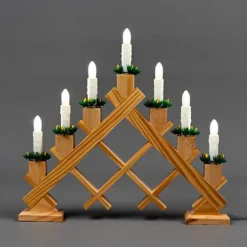 SHATCHI Shatchi LED Candle Flameless Table Top Wooden Holder Engraved Merry Christmas White Battery Operated