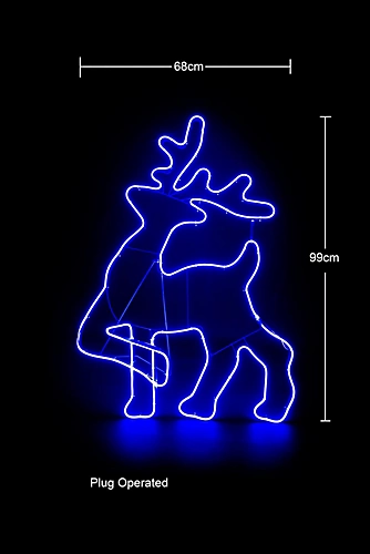SHATCHI Walking Reindeer Neon Effect Rope Light Silhouette Double Side 90 Blue LEDs Christmas Outdoor 2 SHATCHI Walking Reindeer Neon Effect Rope Light Silhouette Double Side 90 Blue LEDs Christmas Outdoor - Image 2