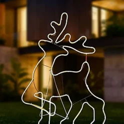 SHATCHI Walking Reindeer Neon Effect Rope Light Silhouette Double Side 90 Cool White LEDs Christmas Outdoor -Deals Christmas Decor Store shatchi walking reindeer neon effect rope light silhouette double side 90 cool white leds christmas outdoor5056141059020 02c MP