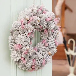 Silver And Pink Amelia Pinecone Autumn Winter Door Decoration Christmas Wreath 39cm -Deals Christmas Decor Store silver and pink amelia pinecone autumn winter door decoration christmas wreath 39cm5060964609300 04c MP