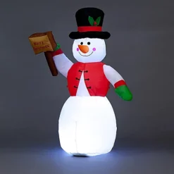 Snowtime 1.2m Inflatable Snowman With Merry Christmas Sign