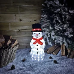 Snowtime 52.5cm LED Acrylic Snowman In Top Hat Light Up Christmas Decoration