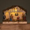 Snowtime Christmas 19cm Wooden Nativity Scene With Warm White LEDs