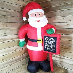 Snowtime Indoor Outdoor LED 180cm Inflatable Santa With Merry Christmas Sign