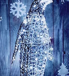 Soft Acrylic LED Christmas Penguin White LED Light Up Festive Garden Figure 90cm