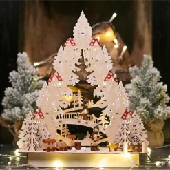 St Helens Home And Garden Battery Powered Wooden LED Light Up Christmas Festive Scene Ornament