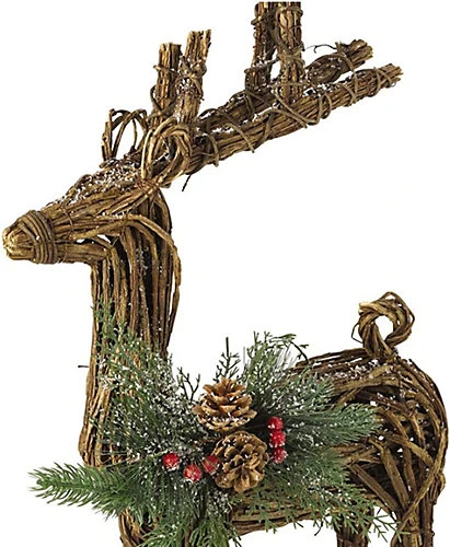 Standing Twig Reindeer Ornament With Pinecones, Berries & Faux Greenery - Home Festive Christmas Decoration - H56 X W33 X D14cm 3 Standing Twig Reindeer Ornament With Pinecones, Berries & Faux Greenery - Home Festive Christmas Decoration - H56 X W33 X D14cm - Image 3
