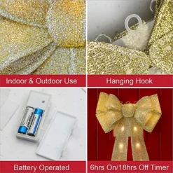 The Christmas Workshop 71639 50cm Gold Coloured Light-Up Fabric Bow -Deals Christmas Decor Store the christmas workshop 71639 50cm gold coloured light up fabric bow5025301716394 03c MP