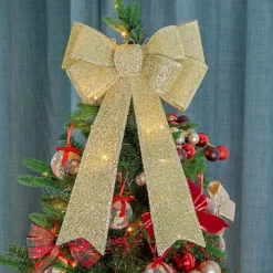The Christmas Workshop 71639 50cm Gold Coloured Light-Up Fabric Bow -Deals Christmas Decor Store the christmas workshop 71639 50cm gold coloured light up fabric bow5025301716394 04c MP