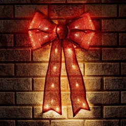 The Christmas Workshop 71649 50cm Red Coloured Light-Up Fabric Bow