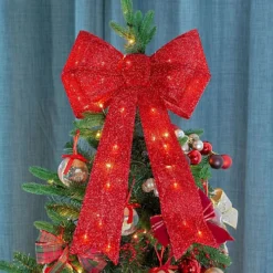 The Christmas Workshop 71649 50cm Red Coloured Light-Up Fabric Bow -Deals Christmas Decor Store the christmas workshop 71649 50cm red coloured light up fabric bow5025301716493 04c MP