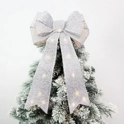 The Christmas Workshop 71659 50cm Silver Coloured Light-Up Fabric Bow -Deals Christmas Decor Store the christmas workshop 71659 50cm silver coloured light up fabric bow5025301716592 04c MP