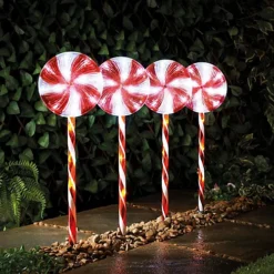 The Christmas Workshop 73199 Set Of 4 Lollipop Path Lights