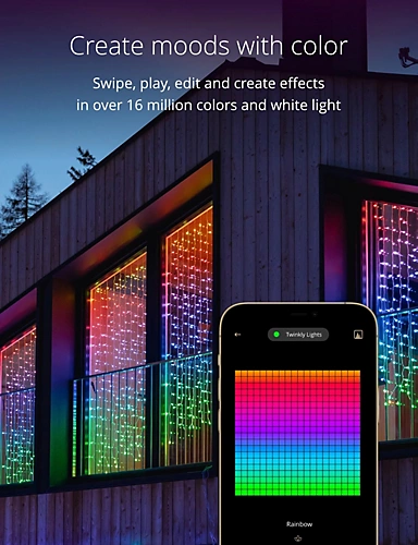 Twinkly Curtain App-Controlled LED Christmas Lights With 210 RGB+W 1.5 X 2.1m Clear Wire. Indoor And Outdoor Smart Lighting 3 Twinkly Curtain App-Controlled LED Christmas Lights With 210 RGB+W 1.5 X 2.1m Clear Wire. Indoor And Outdoor Smart Lighting - Image 3