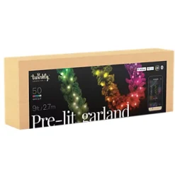 Twinkly Pre-Lit Garland App-controlled Smart LED Artificial Christmas Garland With 50 RGB+W (16 Million Colours + Warm White) 2.7m