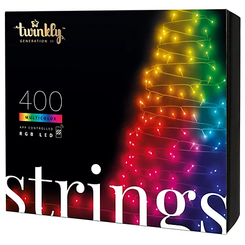Twinkly Strings App-Controlled LED Christmas Lights With 400 RGB (16 Million Colours) 32m Black Wire Indoor/Outdoor Smart Lights 1 Twinkly Strings App-Controlled LED Christmas Lights With 400 RGB (16 Million Colours) 32m Black Wire Indoor/Outdoor Smart Lights