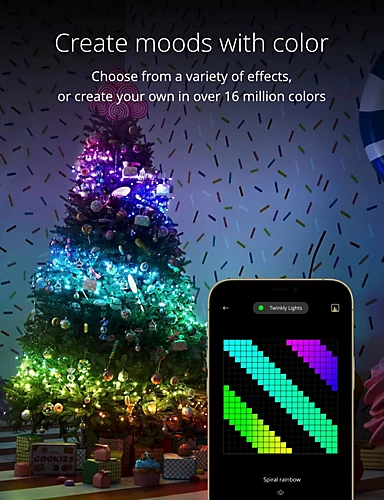Twinkly Strings App-Controlled LED Christmas Lights With 400 RGB (16 Million Colours) 32m Black Wire Indoor/Outdoor Smart Lights 3 Twinkly Strings App-Controlled LED Christmas Lights With 400 RGB (16 Million Colours) 32m Black Wire Indoor/Outdoor Smart Lights - Image 3