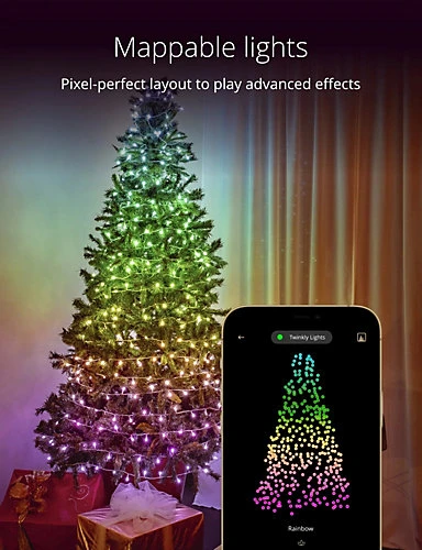 Twinkly Strings App-Controlled LED Christmas Lights With 600 RGB (16 Million Colours) 48m Black Wire. Indoor/Outdoor Smart Lights 4 Twinkly Strings App-Controlled LED Christmas Lights With 600 RGB (16 Million Colours) 48m Black Wire. Indoor/Outdoor Smart Lights - Image 4
