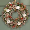 White Berries And Roses Summer Autumn Winter Door Decoration Christmas Wreath 36cm