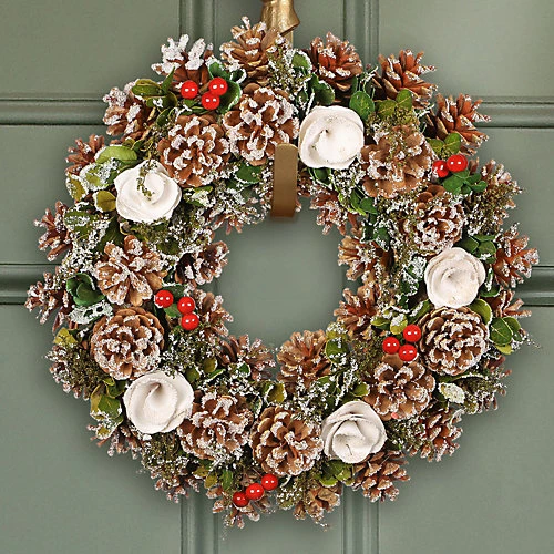 White Berries And Roses Summer Autumn Winter Door Decoration Christmas Wreath 36cm 1 White Berries And Roses Summer Autumn Winter Door Decoration Christmas Wreath 36cm