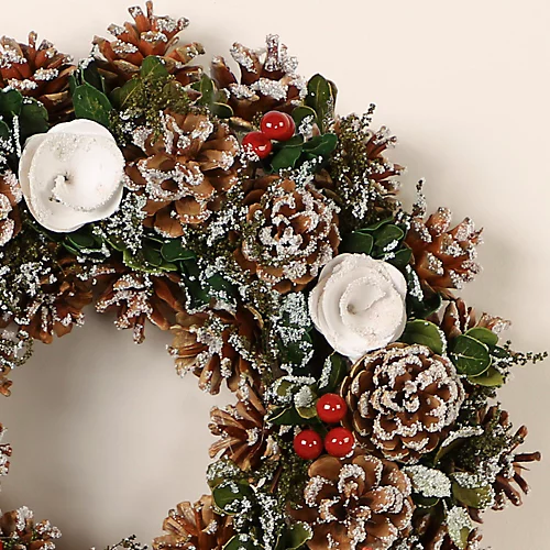 White Berries And Roses Summer Autumn Winter Door Decoration Christmas Wreath 36cm 4 White Berries And Roses Summer Autumn Winter Door Decoration Christmas Wreath 36cm - Image 4