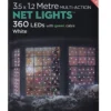 White Christmas Window Net Lights 360 LED 3.5M X 1.2M Multi Action LEDs