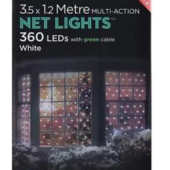 White Christmas Window Net Lights 360 LED 3.5M X 1.2M Multi Action LEDs