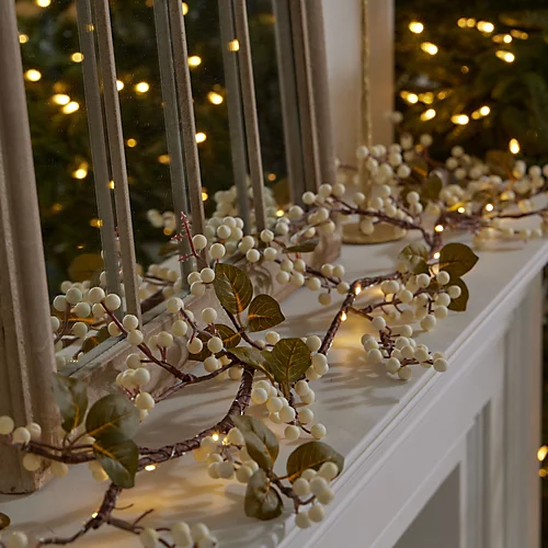 White Mistletoe Light Up 1.5m Christmas Garland 1 White Mistletoe Light Up 1.5m Christmas Garland
