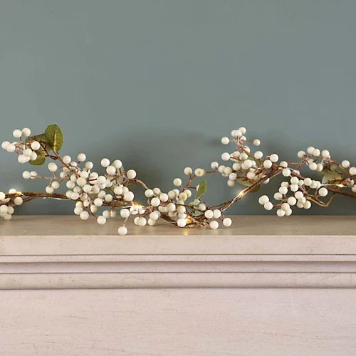 White Mistletoe Light Up 1.5m Christmas Garland 4 White Mistletoe Light Up 1.5m Christmas Garland - Image 4