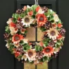 Wooden Sunflower Summer Autumn Winter Door Decoration Christmas Wreath 35cm